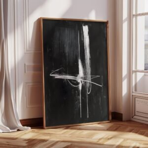 Modern Abstract Line Art, Black and White Fine Art Chalk Sketch, Wabi Sabi Print, Contemporary Texture Wall Art