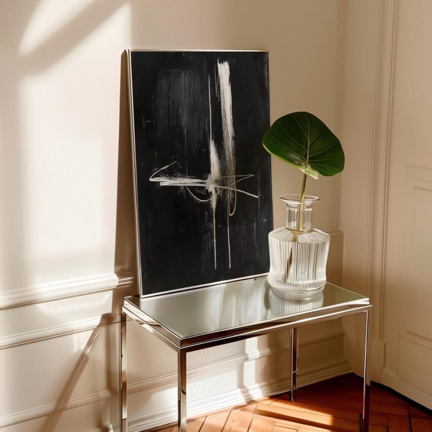 Modern Abstract Line Art, Black and White Fine Art Chalk Sketch, Wabi Sabi Print, Contemporary Texture Wall Art