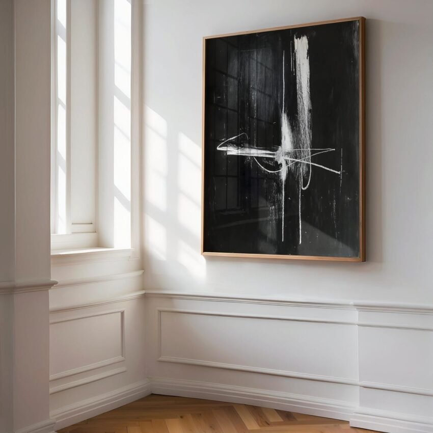 Modern Abstract Line Art, Black and White Fine Art Chalk Sketch, Wabi Sabi Print, Contemporary Texture Wall Art