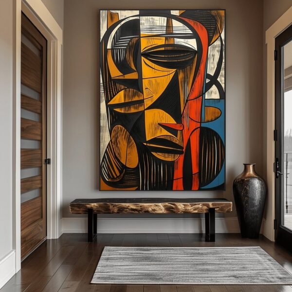 African Abstract Art Framed Poster – Ethnic Wall Decor, African Culture Print, Modern African Home Decor