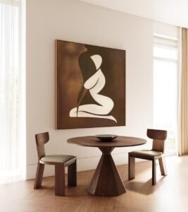 Female Figure Oil Painting, Abstract Brown Women Portrait Wall Art, Healthy Yoga Fitness Decor, Feminine Figures Fine Art Prints