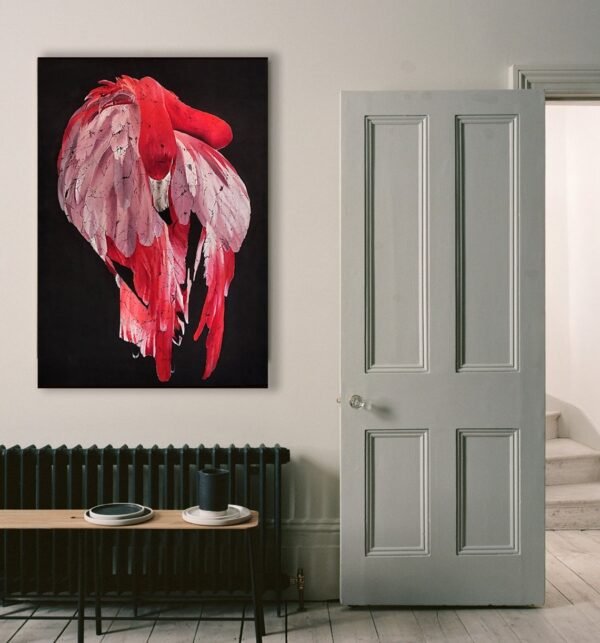 Flamingo original silk painting red flamingo batik paintin