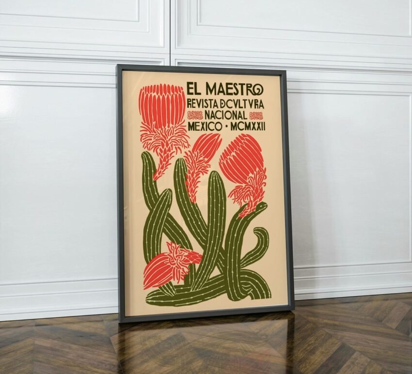 Mexican Cactus Vintage Print – Boho Wall Art, Modern Cactus Poster, Gift for Mum, Desert-Inspired Home Decor - Image 6