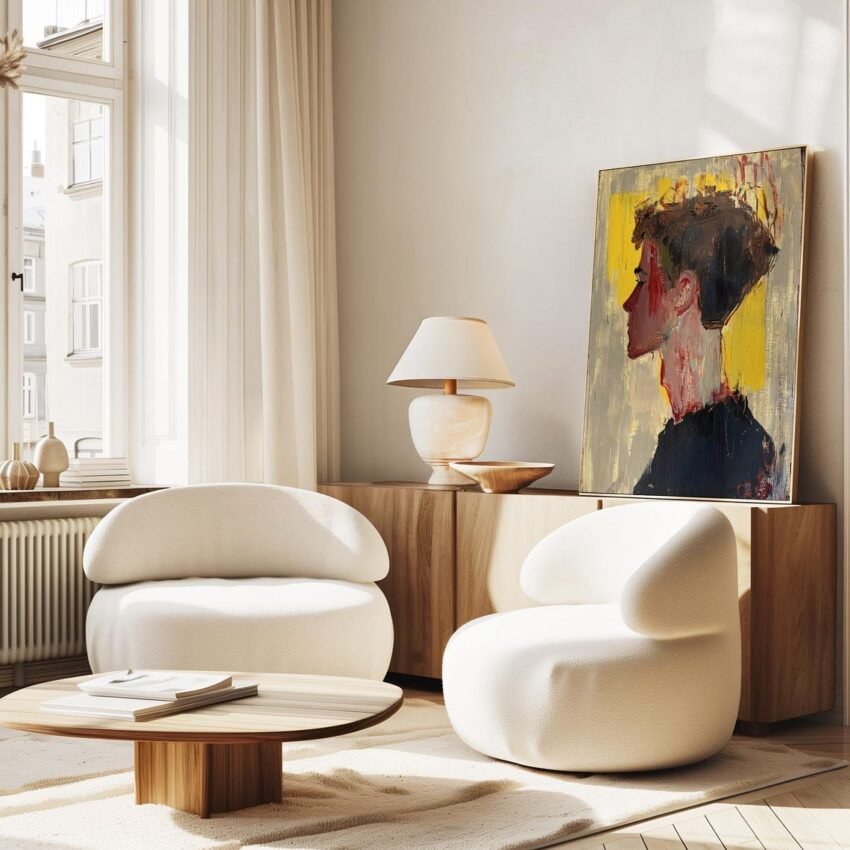 Modern Abstract Male Portrait Art – Yellow & Grey Tones, Acrylic Spray Paint Mixed Media Wall Decor - Image 3