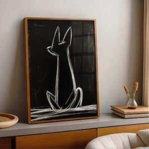 Vintage Charcoal Dog Sketch – Monochromatic Abstract Puppy Art, Modern Minimalist Drawing, Contemporary Wall Decor Print