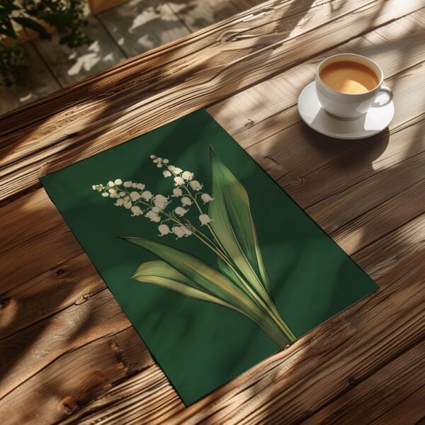 Vintage Lily of the Valley Drawing Print Emerald Green Rustic Farmhouse Decor May Birth Flower Gift Minimalist Flowery Botanical Wall Art