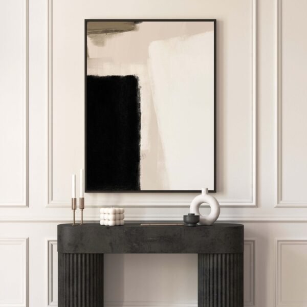 Abstract Framed Canvas Wall Art, Giclée Large Wall Art, Living Room Decor, Painting, Minimalist, Modern, Bedroom, Black and White Painting