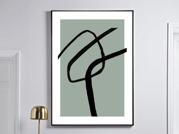 Sage Green Abstract Wall Art Set – Minimalist Line & Shape Prints (Set of 3)