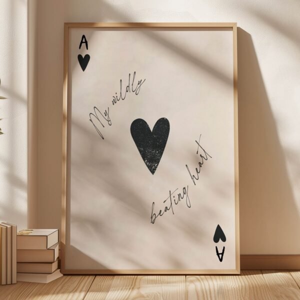 Ace of Hearts Wall Art – Retro Playing Card Print