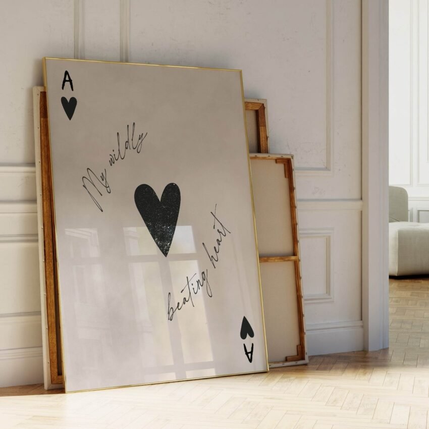Ace of Hearts Wall Art – Retro Playing Card Print