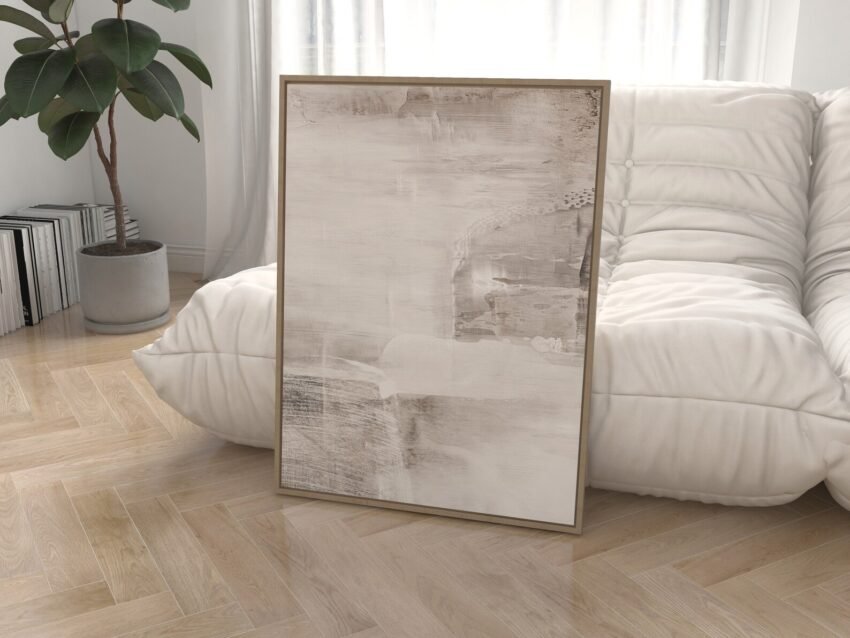 Beige Minimalist Wall Art Framed, Canvas Art Print, Giclee, Large Wall Art, Neutral Decor, Abstract Art, Living Room Decor, Modern, Brown