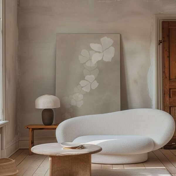 Beige Orchid Canvas Wall Art, Simple, Minimalist Wall Art, Flower, Floral, Framed Art, Neutral Wall Art, Large Wall Art, Living Room Decor