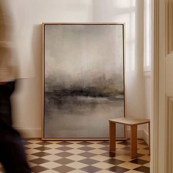 Brown Vintage Landscape Canvas Wall Art, Modern Farmhouse Decor, Framed Art Print, French Country Decor, Landscape Painting, Neutral Decor