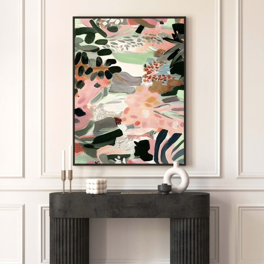 Colourful Botanical Wall Art, Canvas Wall Art, Wall Art Framed, Giclée, Large Wall Art, Maximalist Decor, Living Room, Bedroom, Painting