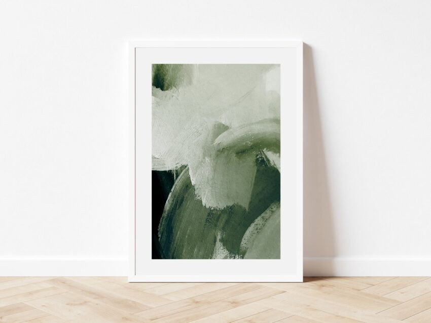 Forest Green Abstract Wall Art – Set of 3 Wabi-Sabi Prints - Image 5