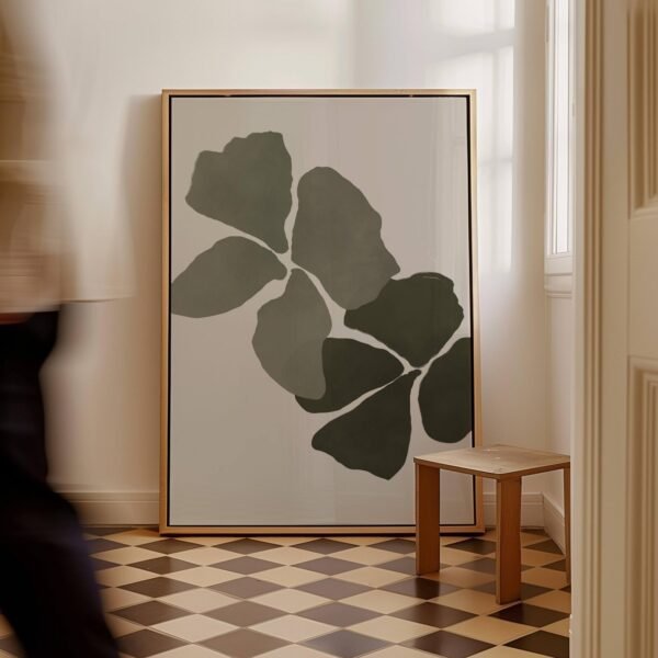 Green Orchid Canvas Wall Art, Botanical Flower Art, Minimalist Wall Art, Floral Framed Art, Neutral Wall Art, Large Living Room Decor