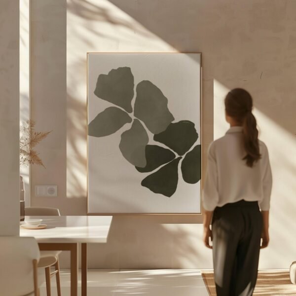 Green Orchid Canvas Wall Art, Botanical Flower Art, Minimalist Wall Art, Floral Framed Art, Neutral Wall Art, Large Living Room Decor