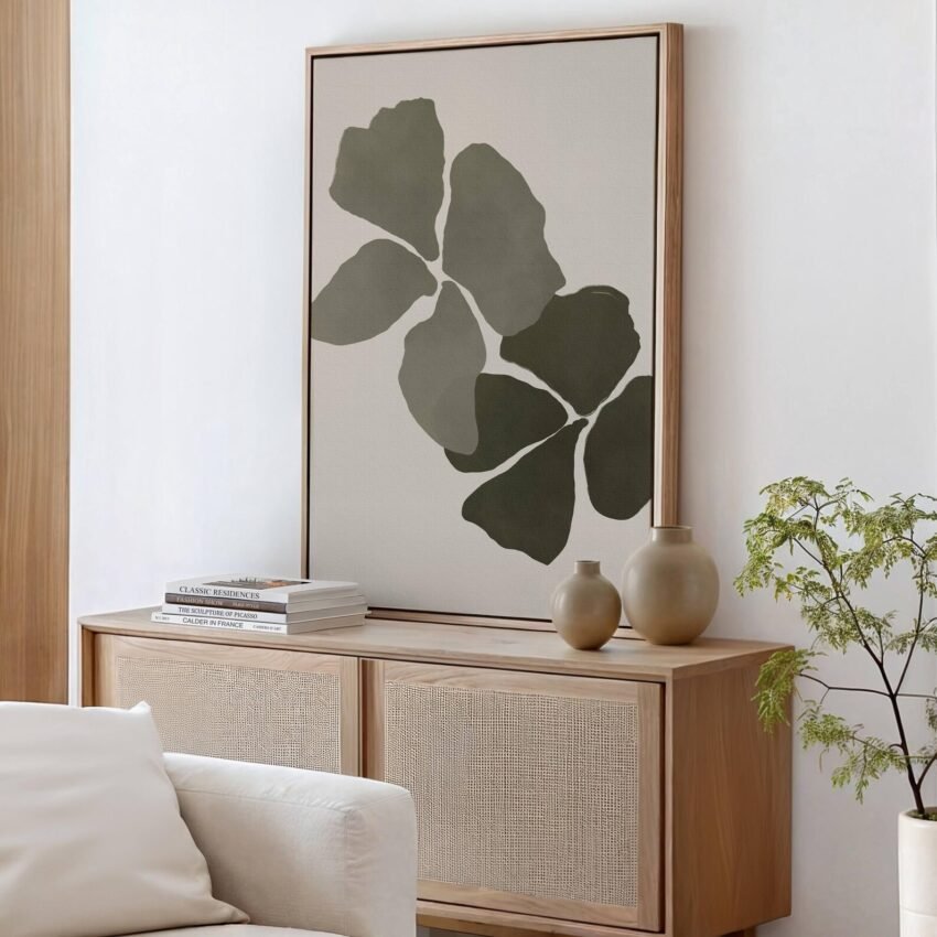 Green Orchid Canvas Wall Art, Botanical Flower Art, Minimalist Wall Art, Floral Framed Art, Neutral Wall Art, Large Living Room Decor - Image 5