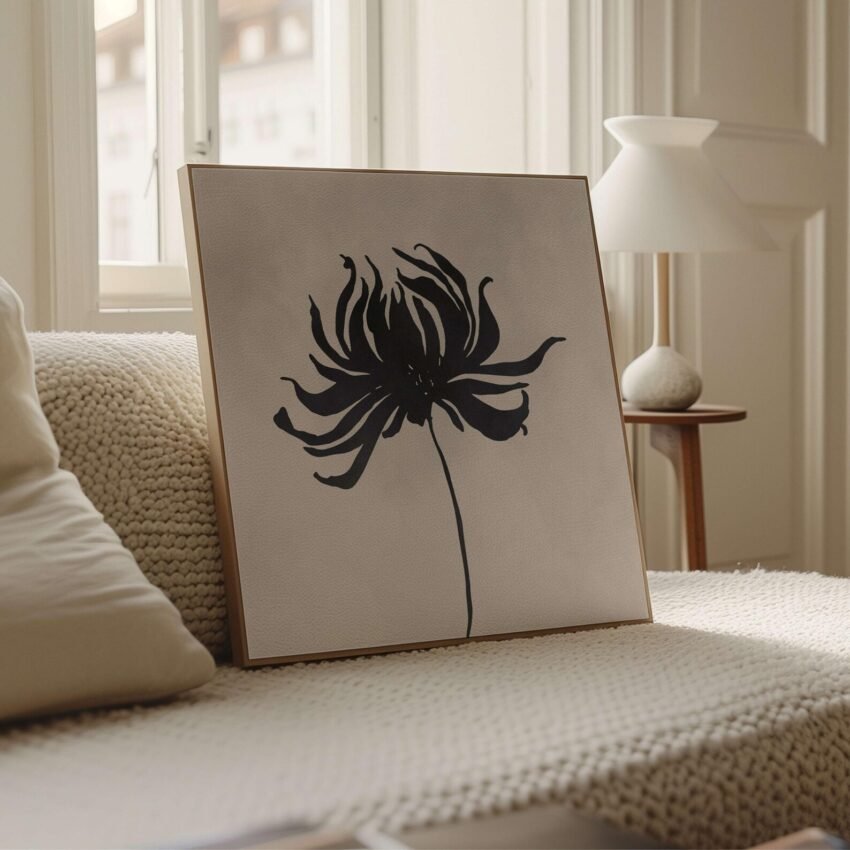 Greige Floral – Neutral Canvas Wall Art - Image 2