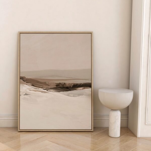 Neutral Landscape Canvas Wall Art, Japandi, Framed Art, Wabi Sabi, Minimalist, Beige, Abstract Art, Large, Living Room Decor, Giclée Print
