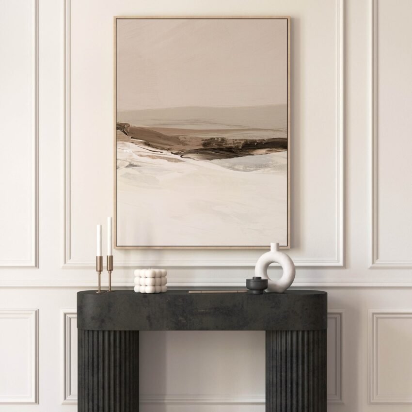 Neutral Landscape Canvas Wall Art, Japandi, Framed Art, Wabi Sabi, Minimalist, Beige, Abstract Art, Large, Living Room Decor, Giclée Print