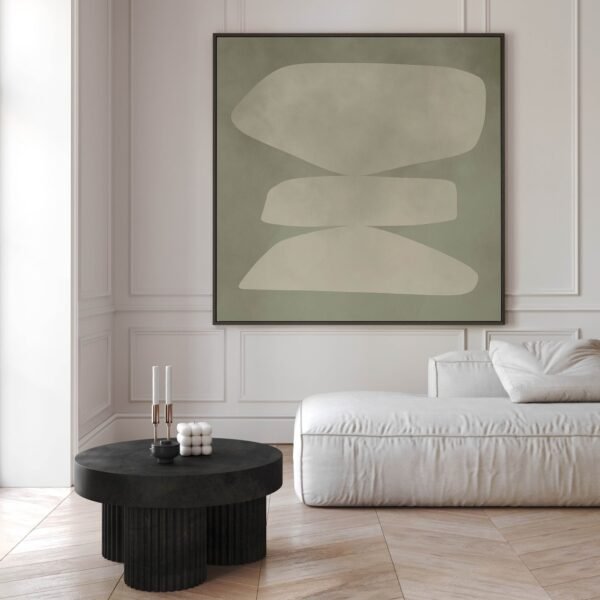 Sage Green Abstract Canvas Wall Art, Square Print, Abstract Art, Minimalist, Large Wall Art, Living Room Decor, Framed Wall Art, Geometric