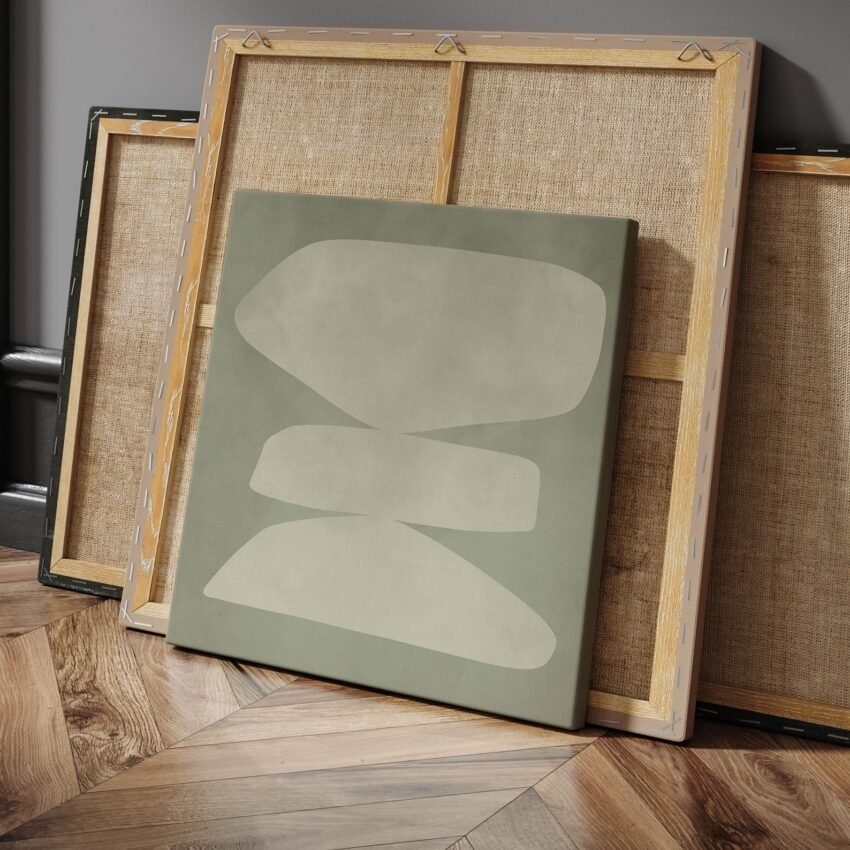 Sage Green Abstract Canvas Wall Art, Square Print, Abstract Art, Minimalist, Large Wall Art, Living Room Decor, Framed Wall Art, Geometric
