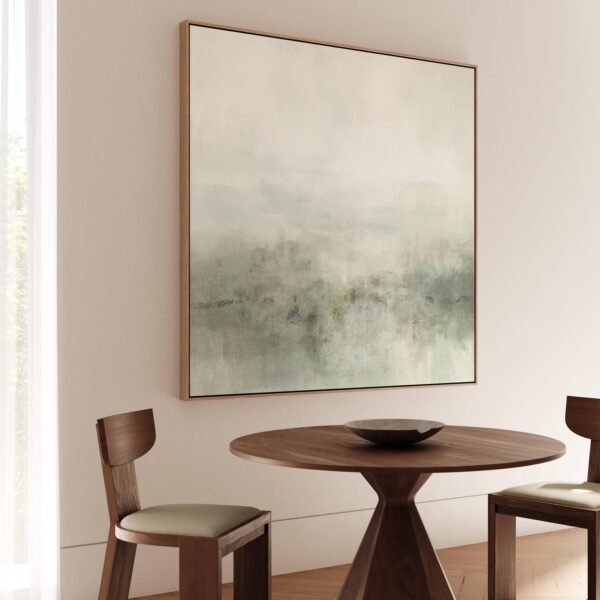 Sage Green Canvas Wall Art, Statement Square Print, Abstract Painting, Large Living Room Decor, Calming Framed Art, Minimalist Interior