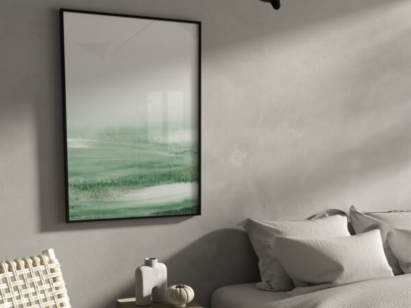 Sage Green Wall Art – Set of 3 Minimalist Landscape Watercolour Prints, Wabi Sabi Decor for Living Room