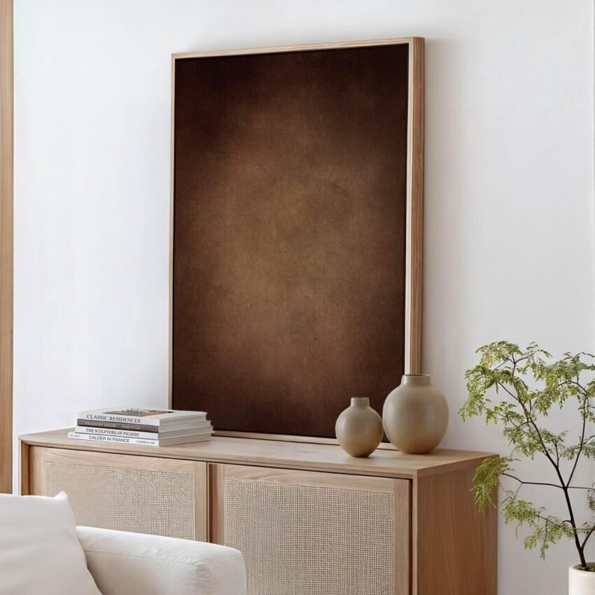 Warm Brown Minimalist Canvas Wall Art, Giclée Framed Art Print, Modern Abstract Art, Large Living Room Decor, Rust Zen Art, Rustic Farmhouse